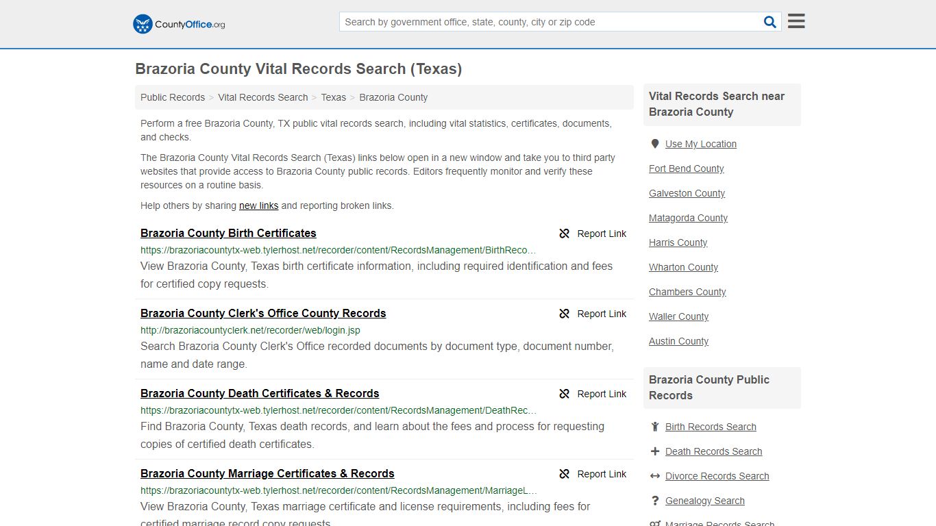 Vital Records Search - Brazoria County, TX (Birth, Death ...